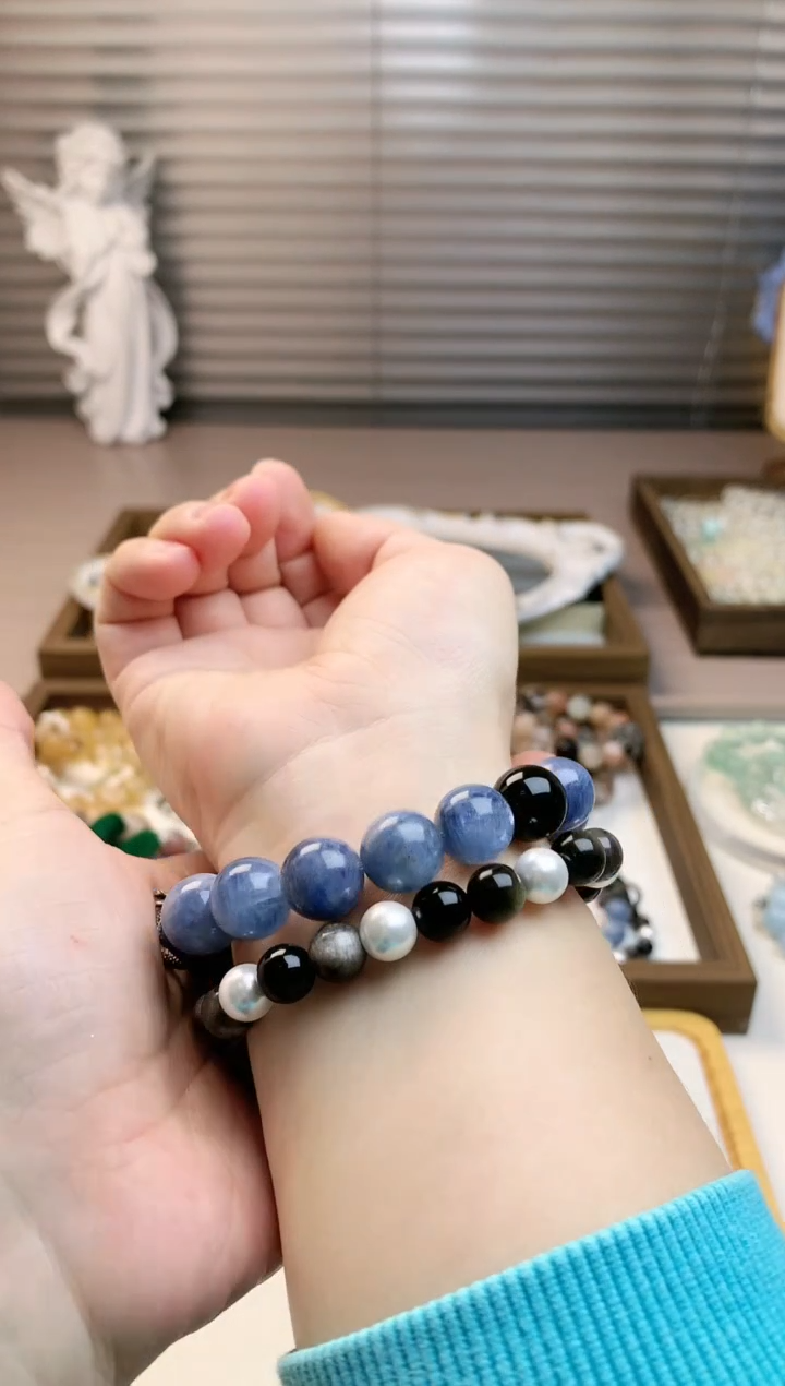 【闪购商品】水晶珠宝半成品未镶嵌蓝晶银耀双圈