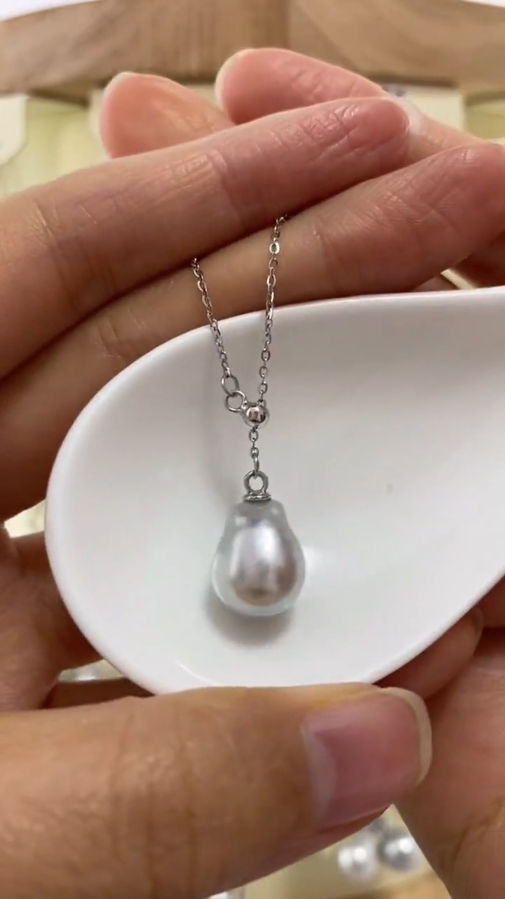 【闪购商品】海水珍珠套链银S925镶嵌澳白巴洛克
