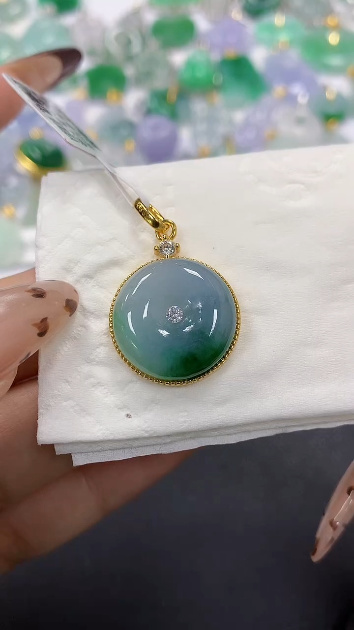 颈饰银S925镶嵌翡翠a货假一赔三支持复检百元上9元证书费自理