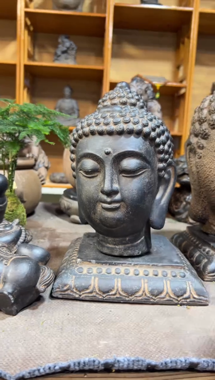 陶土【火山泥】小佛首+莲花底座