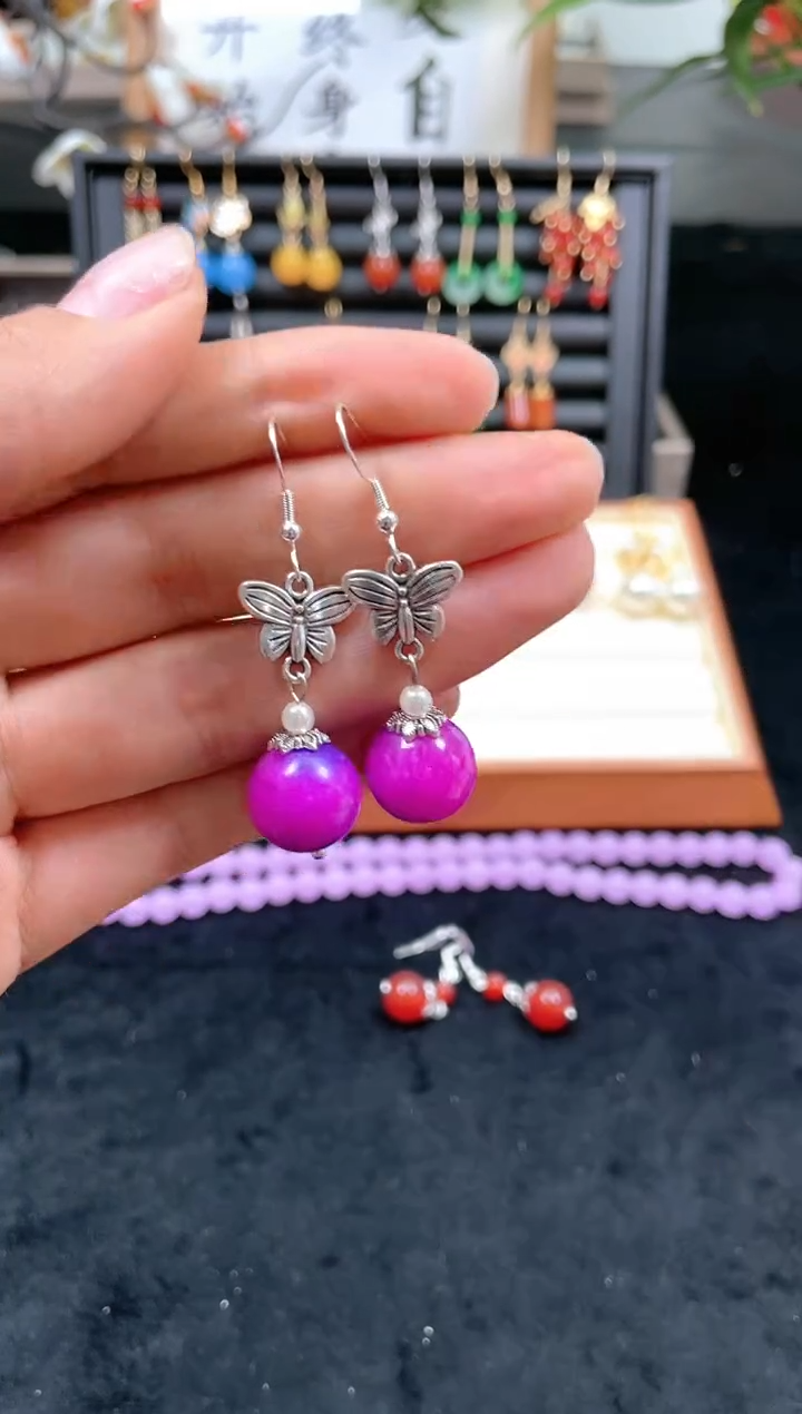 【闪购商品】玛瑙/玉髓耳钉银S925镶嵌401000