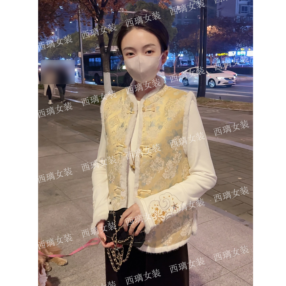 【雪蕊】夹棉秋冬季马甲加棉加厚新中式百搭女士中国风马夹复古