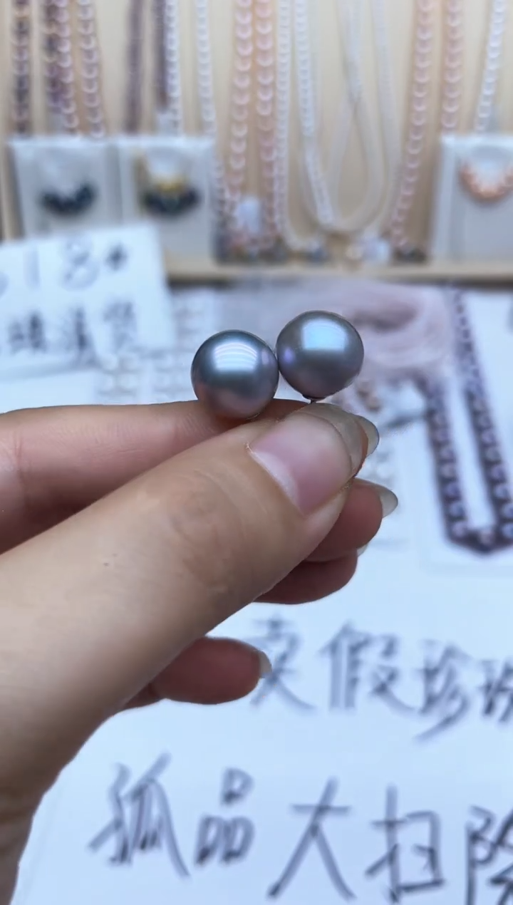 银S925镶嵌淡水珍珠耳饰耳钉多样性发其一