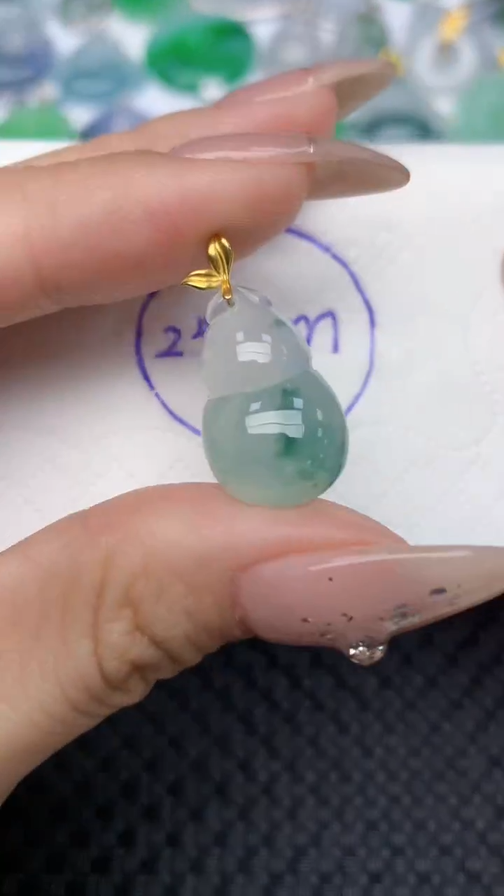 颈饰18K金镶嵌翡翠天然缅甸翡翠a货百元以上9元证书费自理