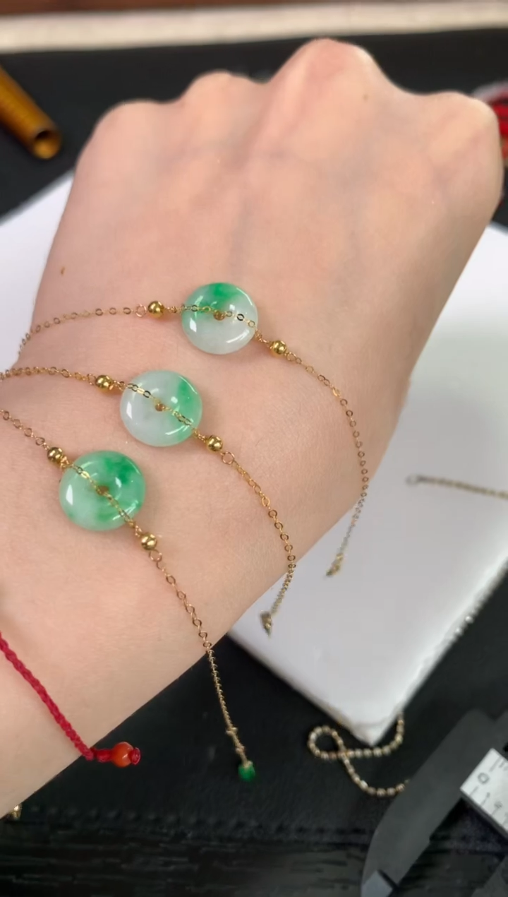 翡翠18K金镶嵌吊坠(不含链)手链 多样性发一件