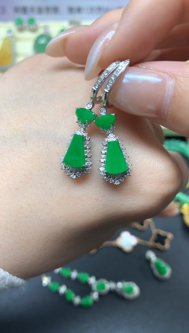 【闪购商品】翡翠耳饰18K金镶嵌耳饰|9500+950