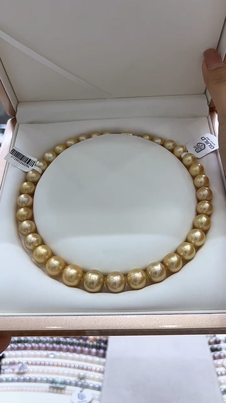 银S925镶嵌海水珍珠项链吉尔德三星南洋金珠【绚金】-294