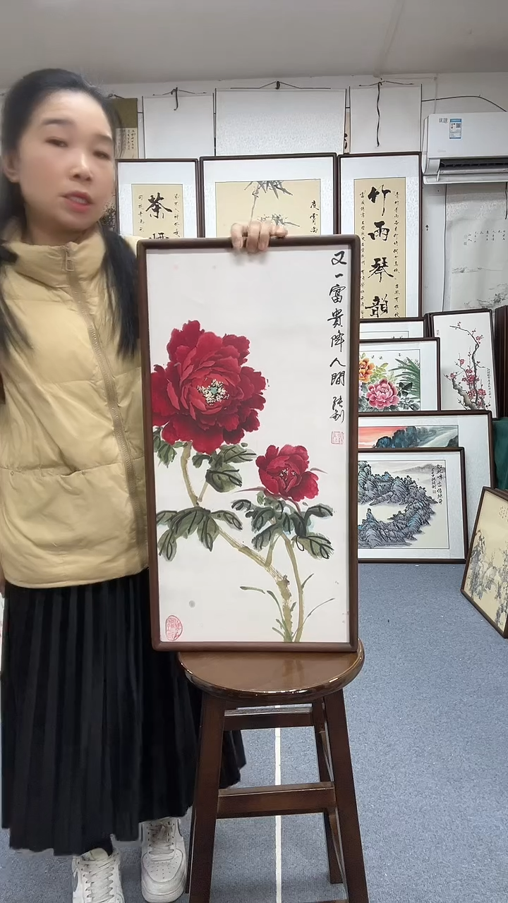 国画尺寸35*68实木画框京东包邮手绘有暇丝不支持退货