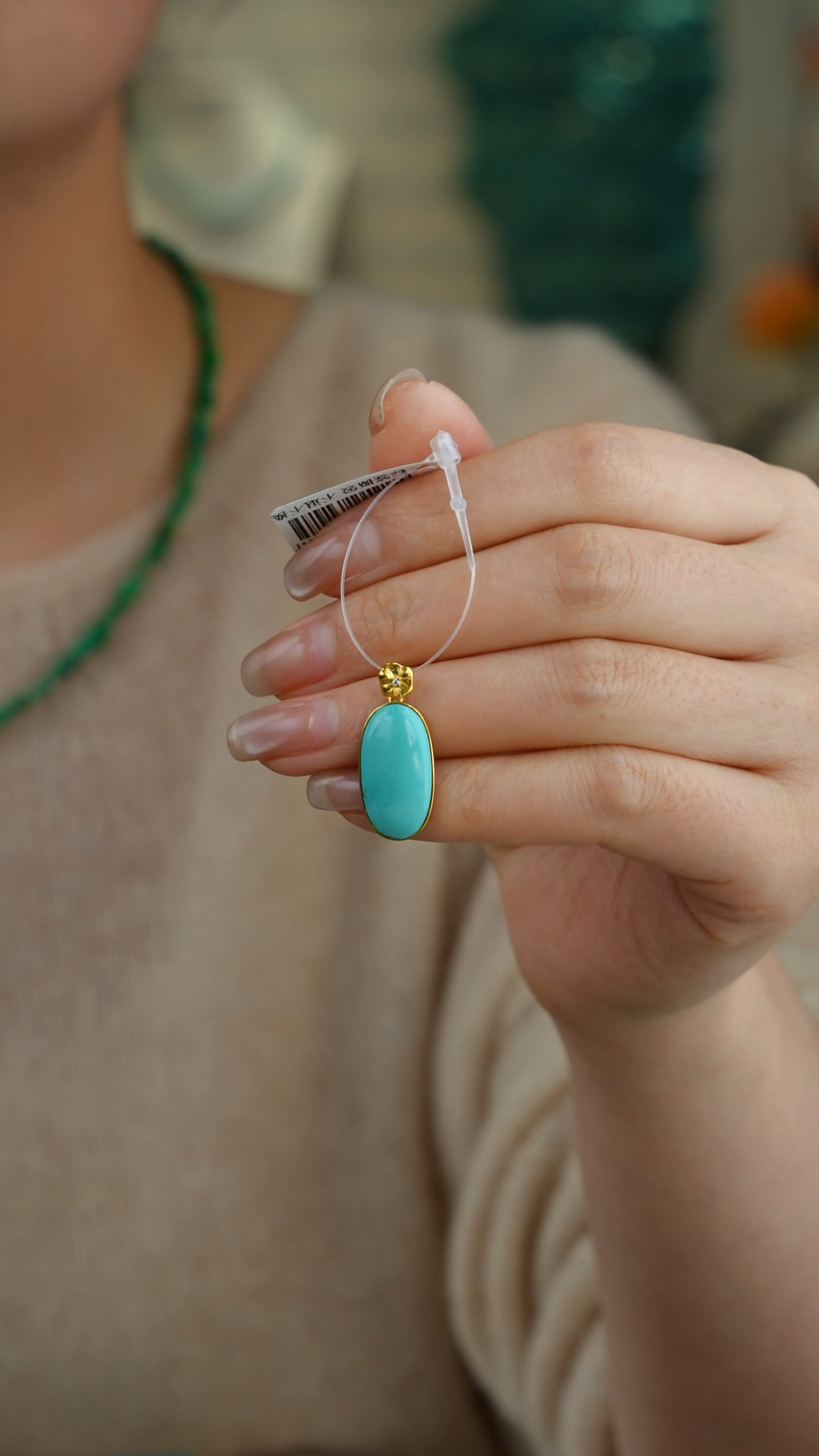 【闪购商品】绿松石吊坠(不含链)18K金镶嵌1