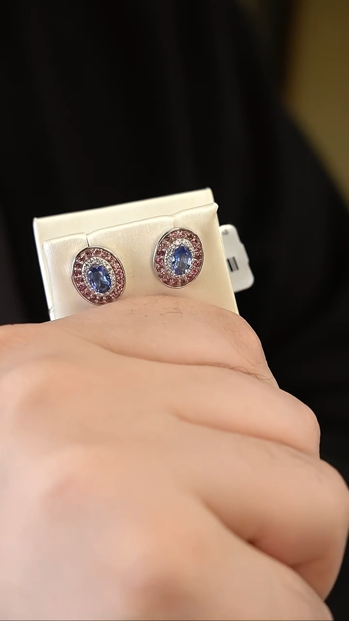 【闪购商品】蓝宝石耳饰银S925镶嵌蓝宝石耳饰