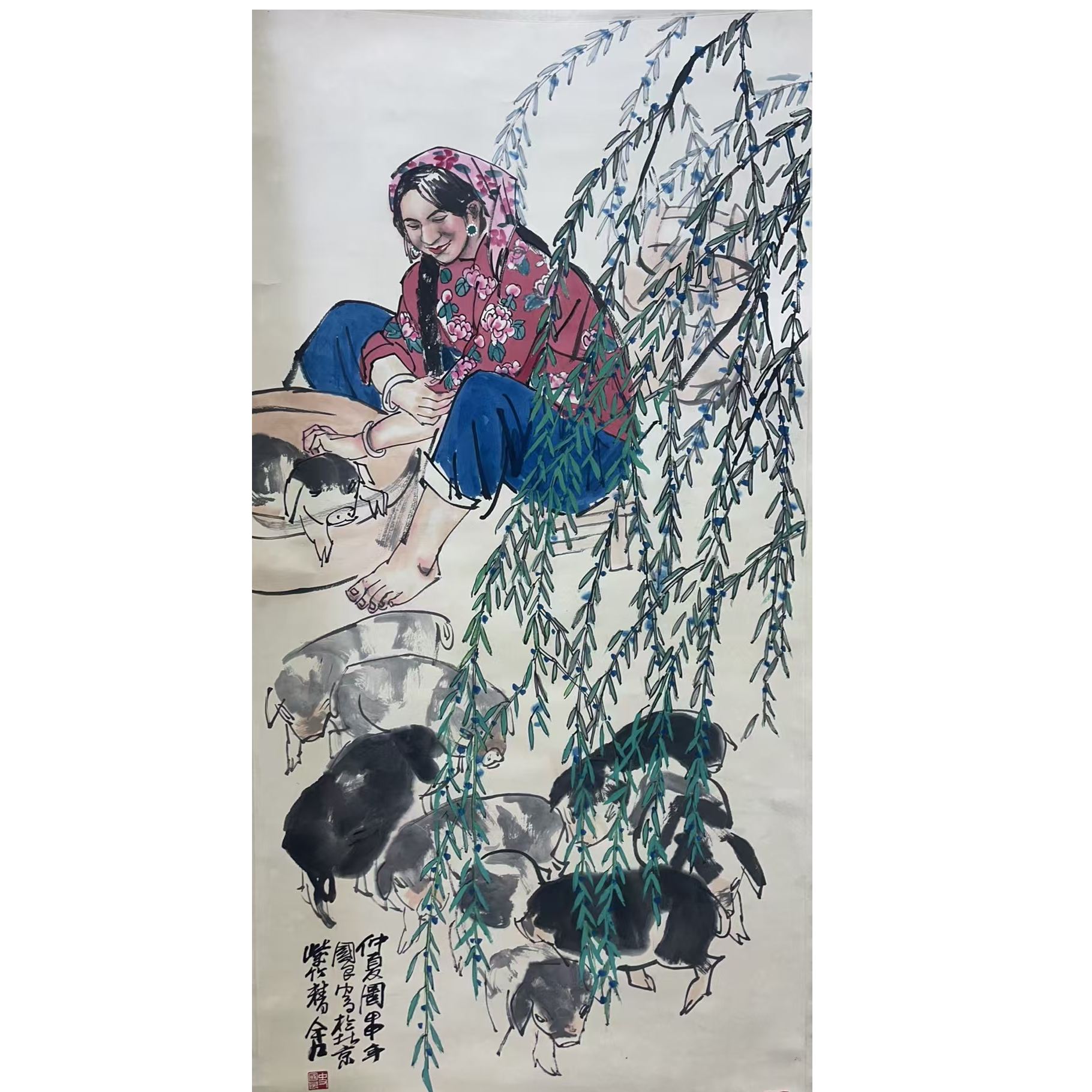 史国良款人物绘画立轴137×67 8.2 平尺