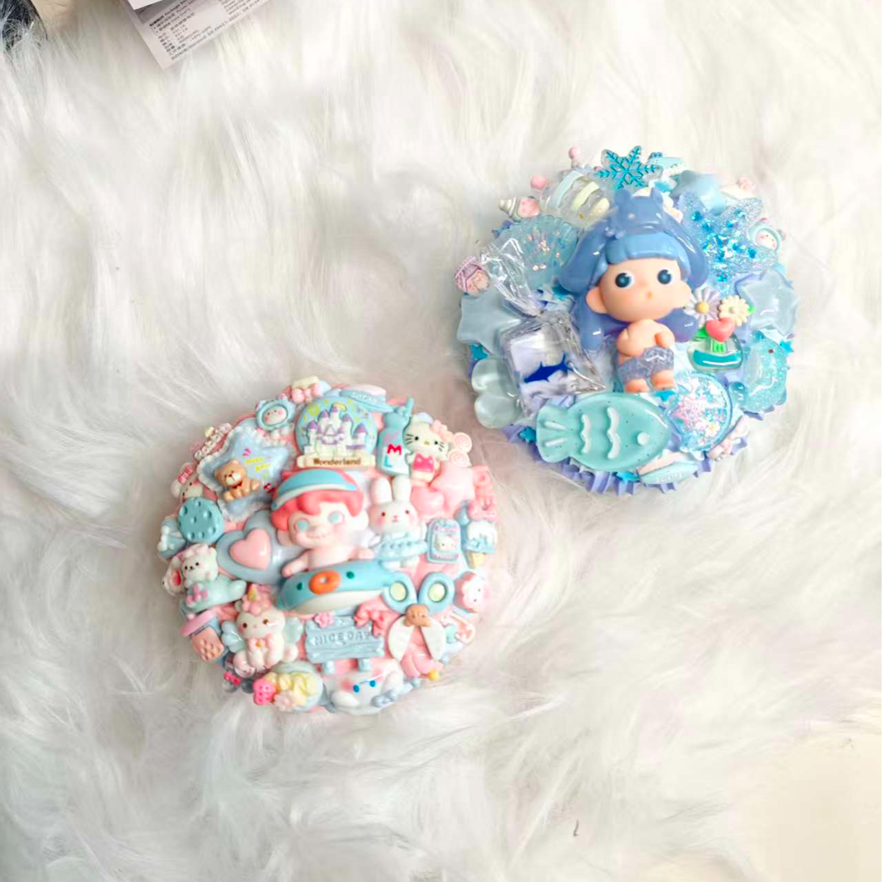 DIY奶油胶手作化妆镜暖手充电宝