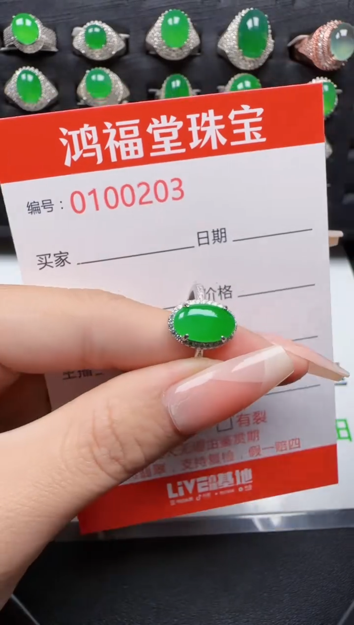 【闪购商品】翡翠戒指银S925镶嵌0203