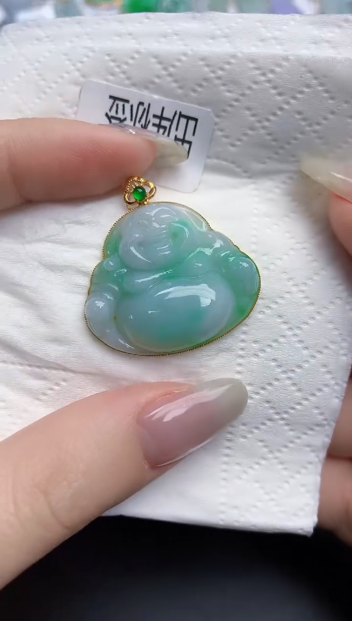 【闪购商品】翡翠颈饰18K金镶嵌天然缅甸翡翠A货