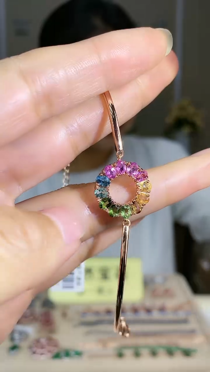 【闪购商品】碧玺手链银S925镶嵌手链