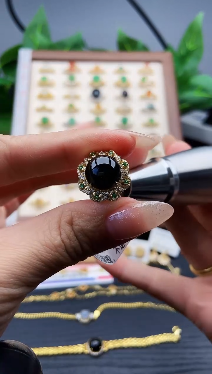 银S925镶嵌戒指翡翠＊****?12