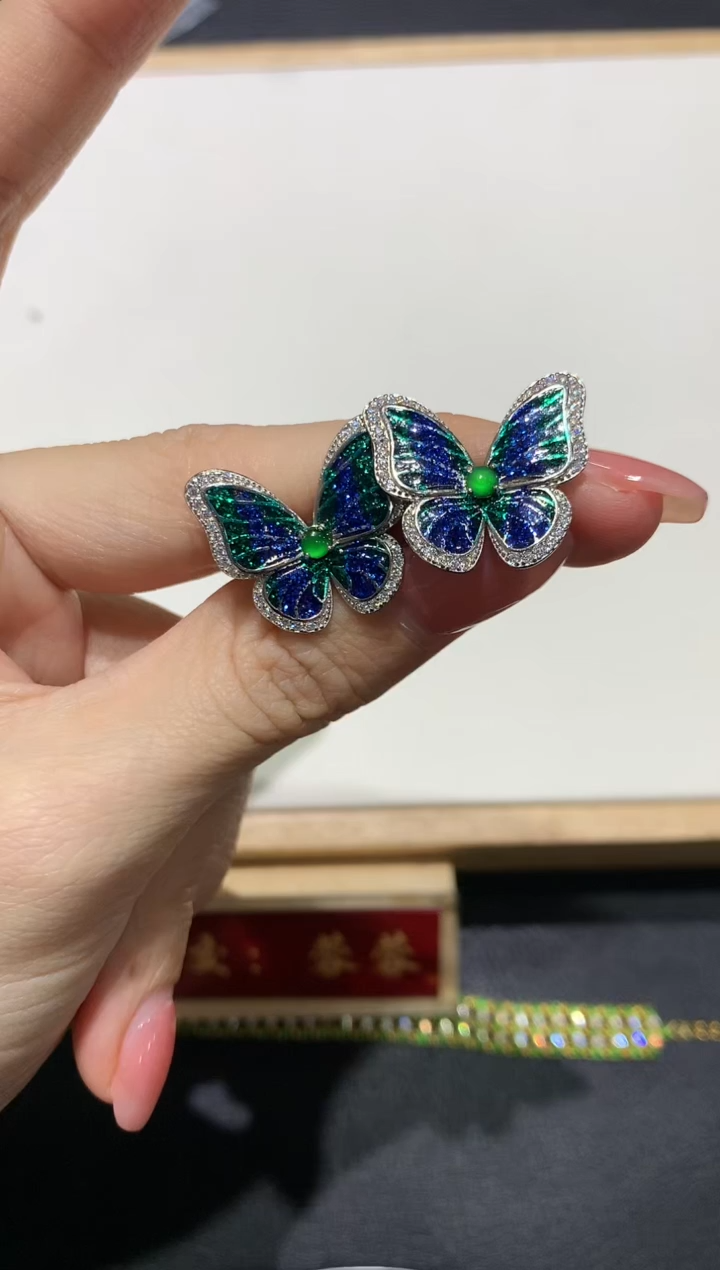 【闪购商品】翡翠耳饰银S925镶嵌3多人多样性随机发货1件