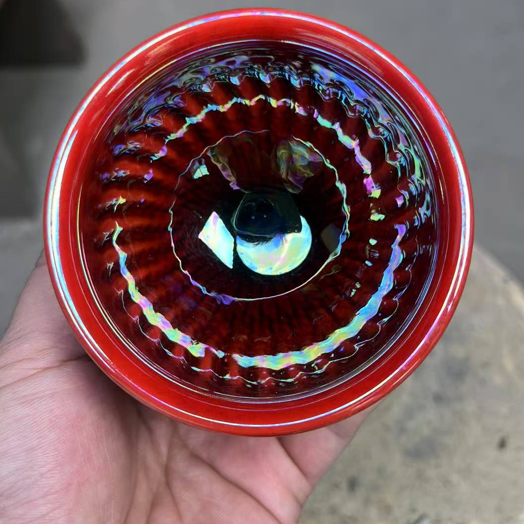 纯手工 茶器主人杯 七彩牛血红将军杯