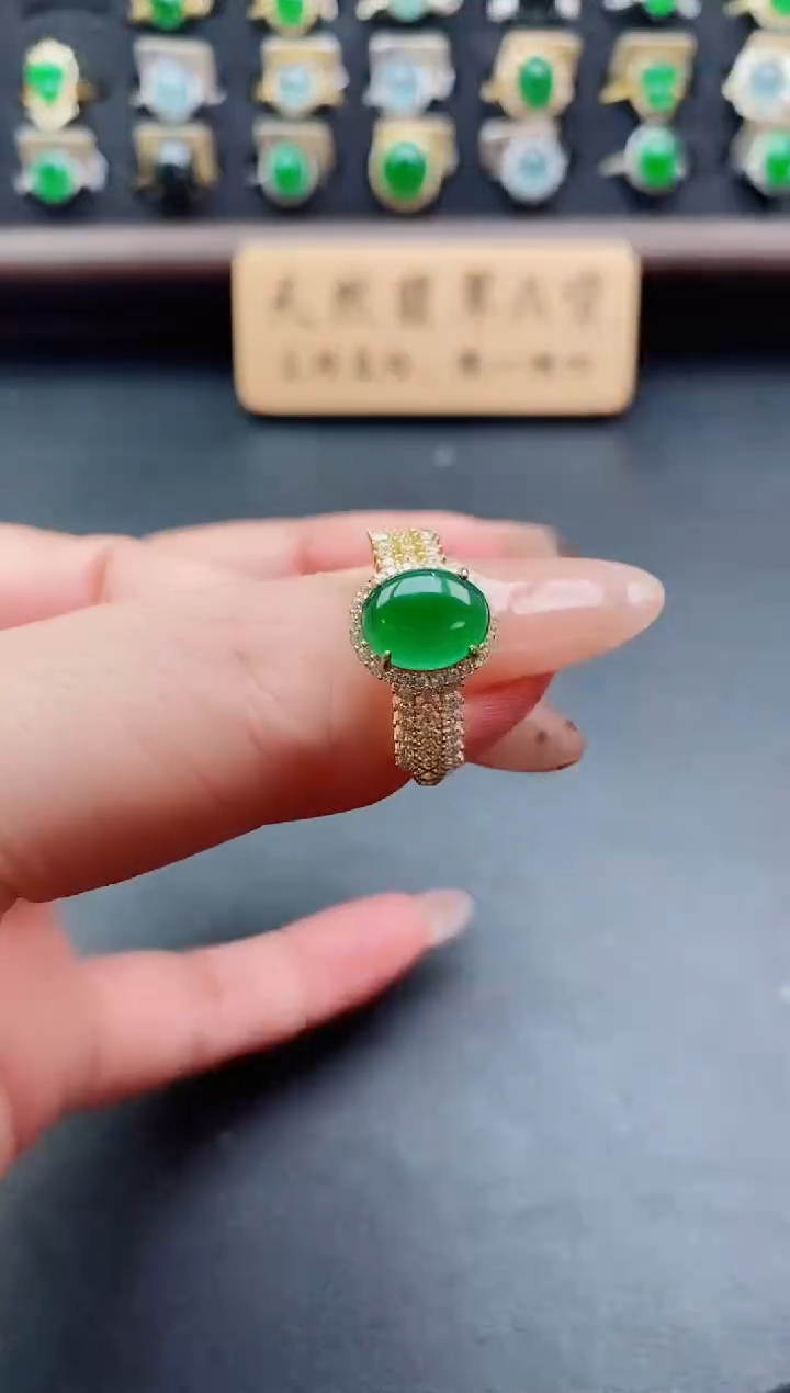 银S925镶嵌戒指翡翠1