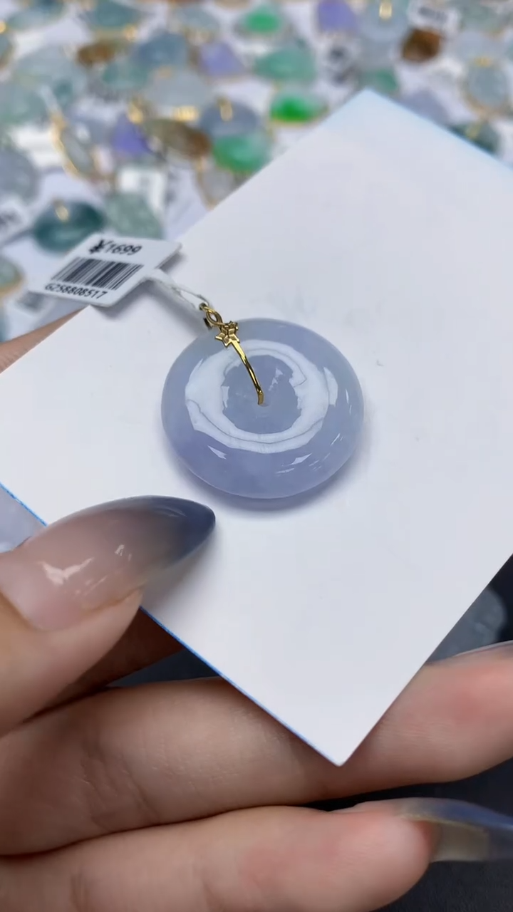 翡翠18K金镶嵌颈饰天然a货翡翠