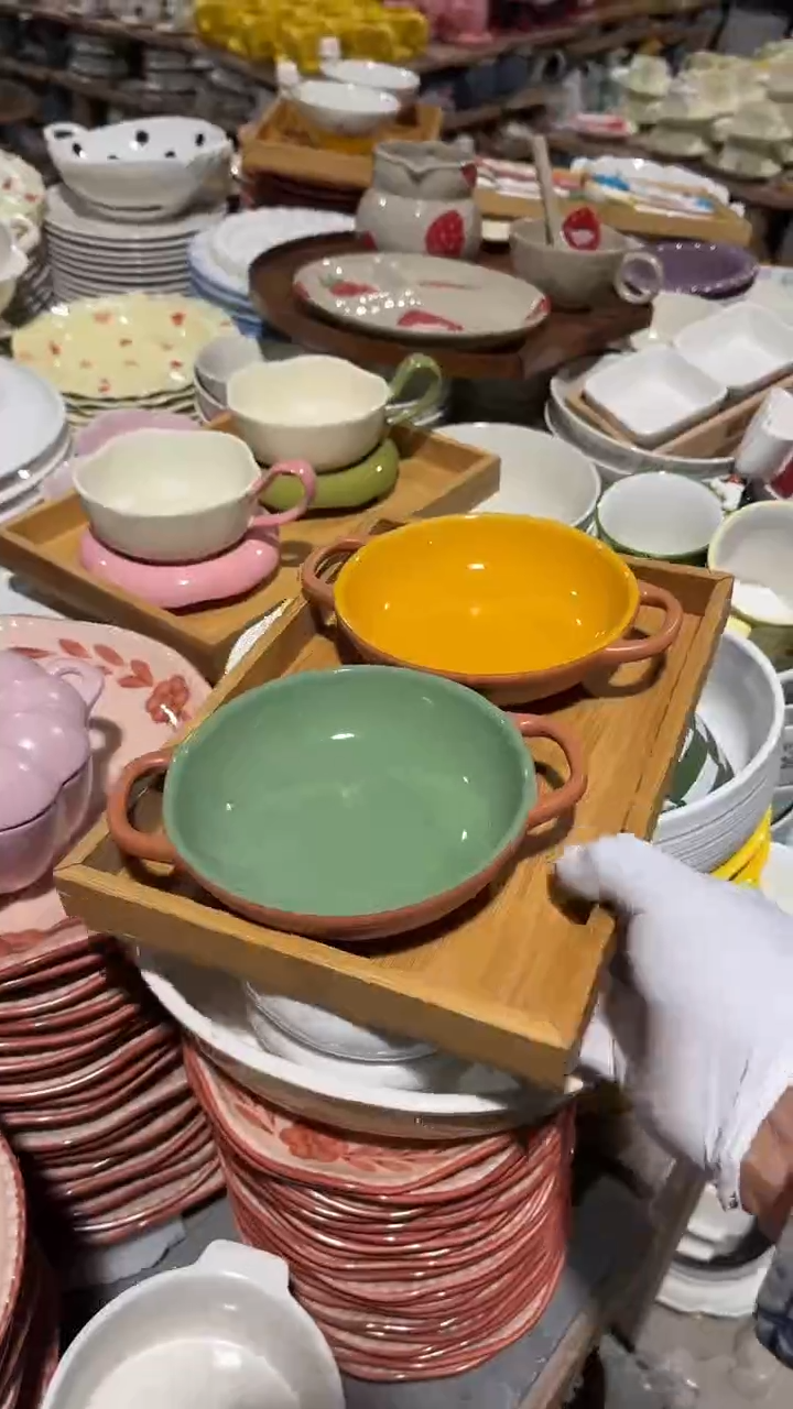 陶瓷2个大号双耳盘微瑕 凑满20元包邮