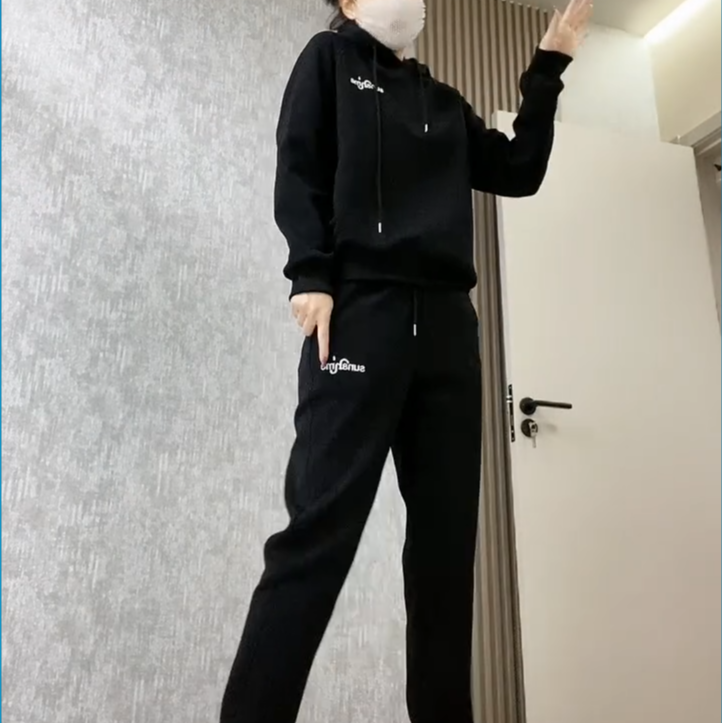 【叶】时尚休闲运动套装春季新款百搭连帽卫衣休闲裤子两件套