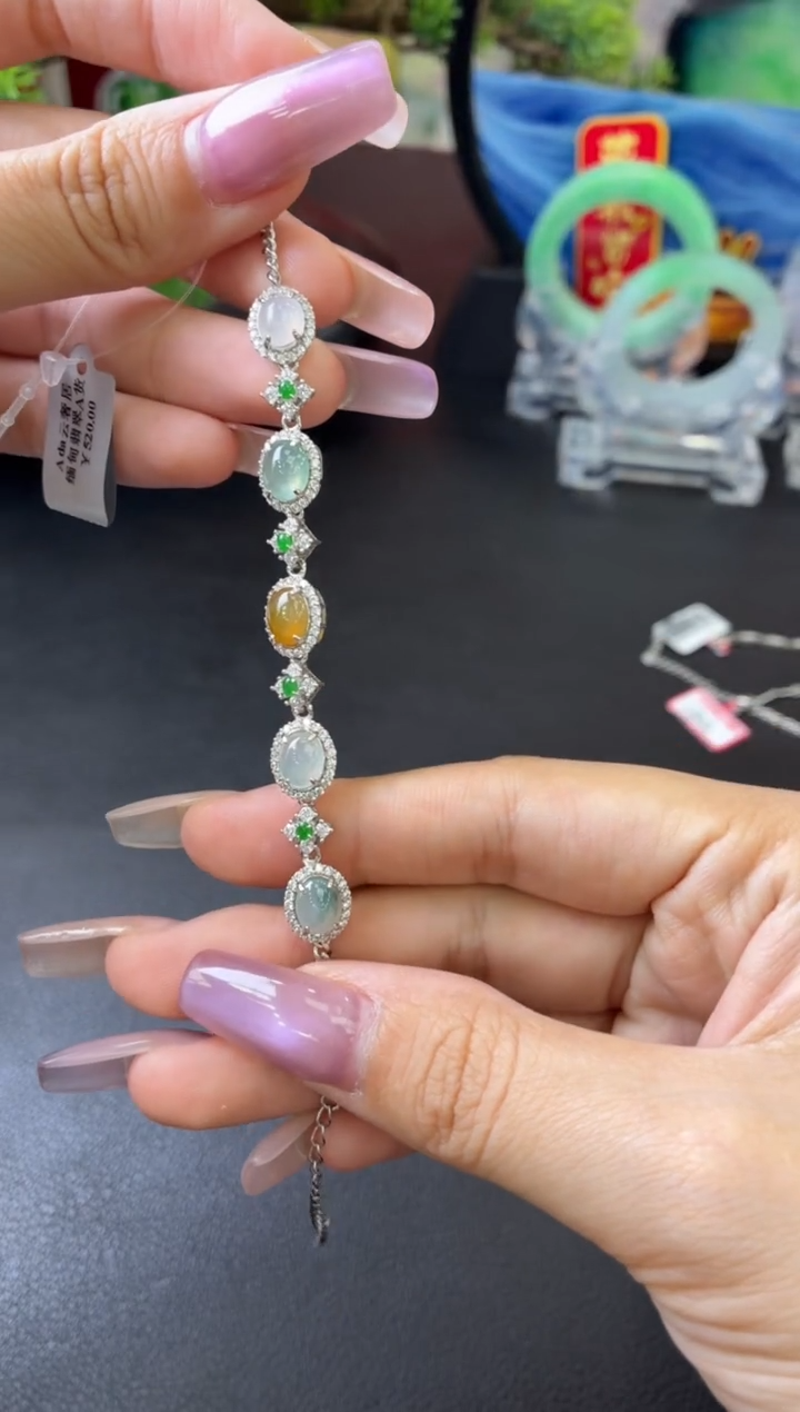 银S925镶嵌手链翡翠手链