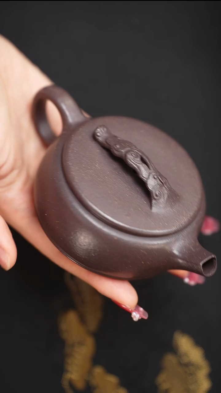 茶壶紫砂张老师天青泥云纹钮汉瓦160cc
