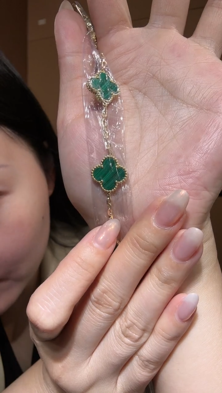 【闪购商品】孔雀石手链18K金镶嵌绿色k黄，五花手链GHJ  