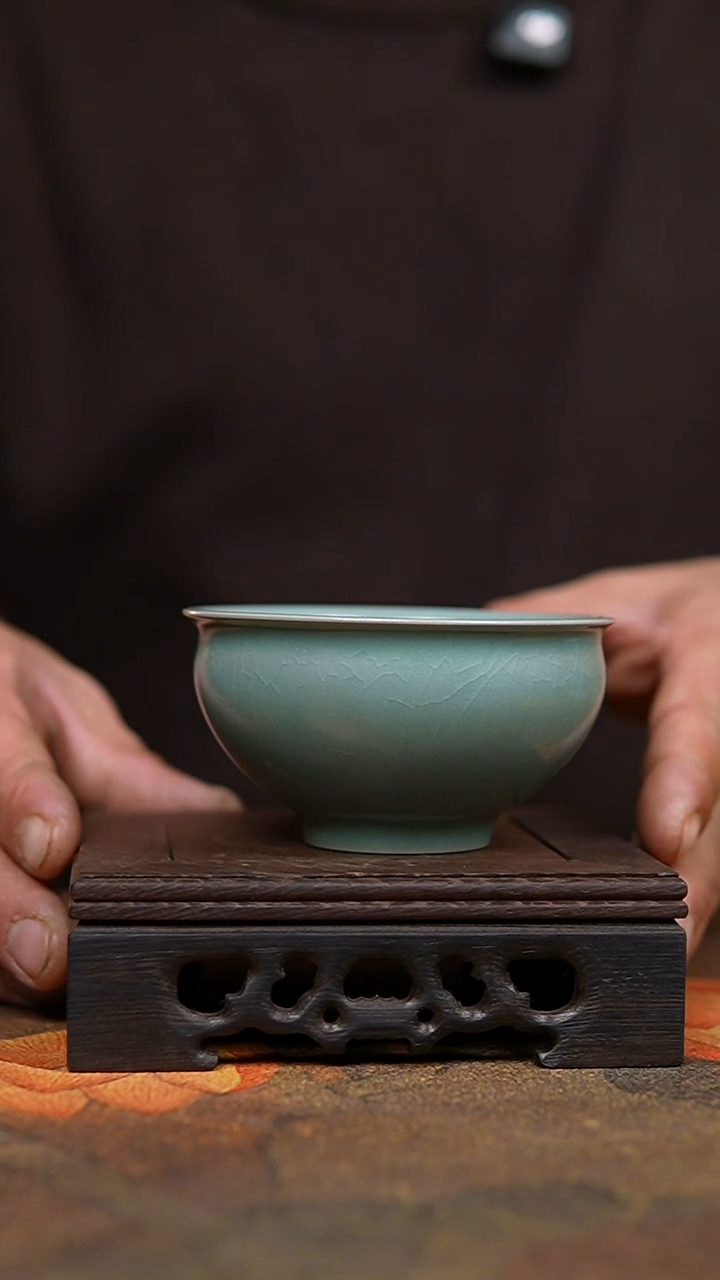 杯仿古翡翠绿纯手工薄胎束口盏杯一级礼盒