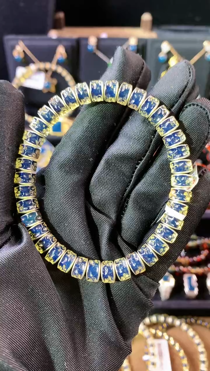 【闪购商品】琥珀珠宝奇石银S925镶嵌8MM无相蓝珀手串