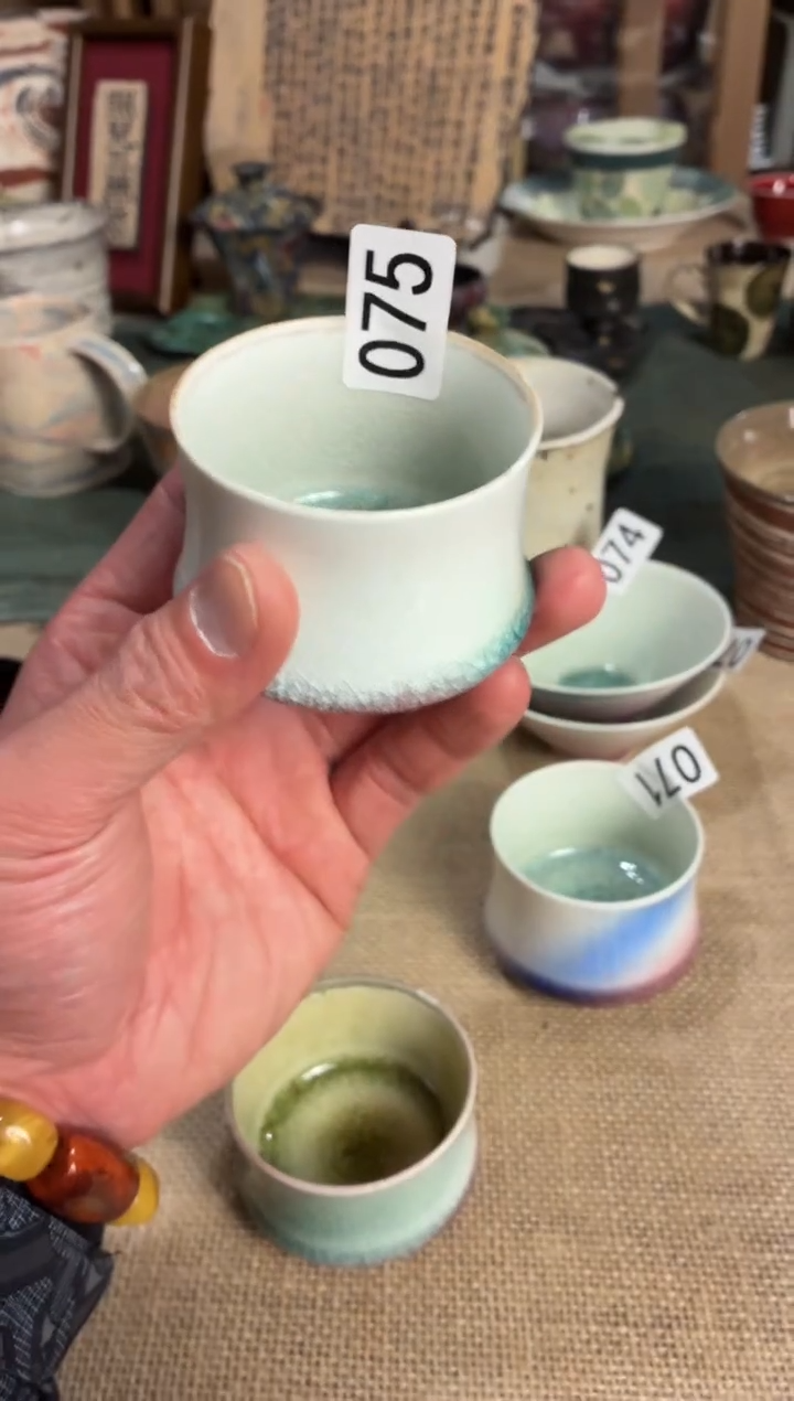 瓷片晶*75苏打柴烧蓝紫渐变玻化茶杯1个