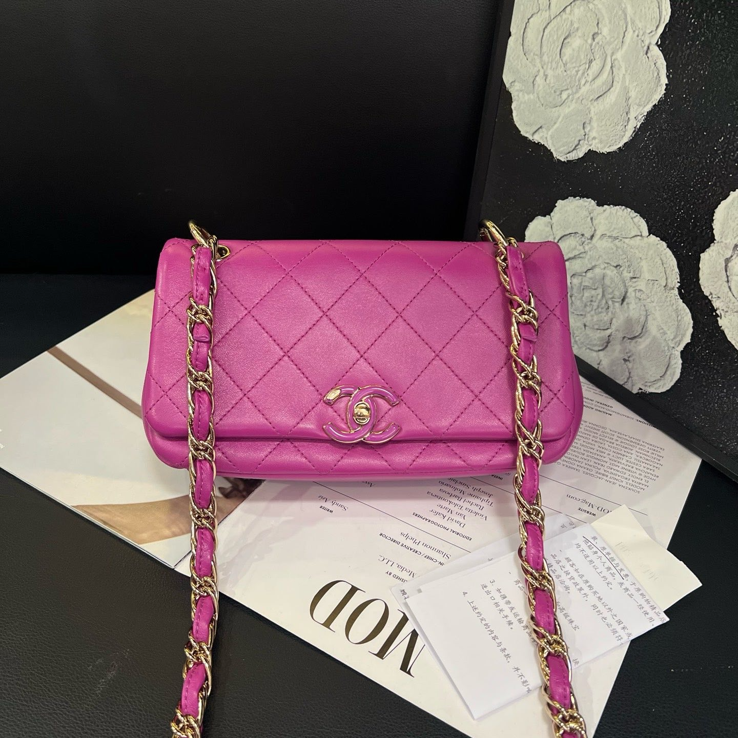 95新 Chanel/香奈儿 专柜35700火龙果色21年cf单肩包B5081
