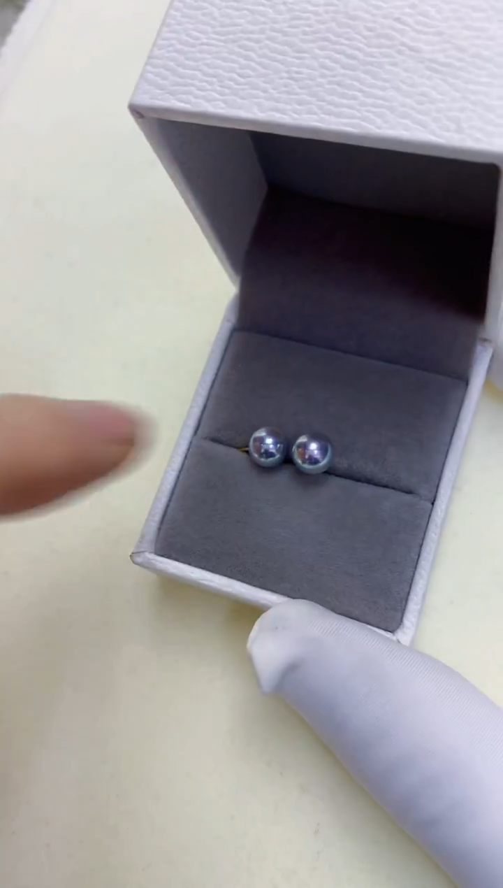 【闪购商品】海水珍珠饰品18K金镶嵌6-6.5真多麻色素钉定制