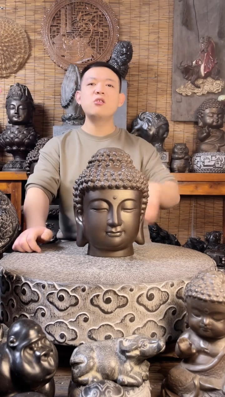 【闪购商品】30佛头天然青石雕刻