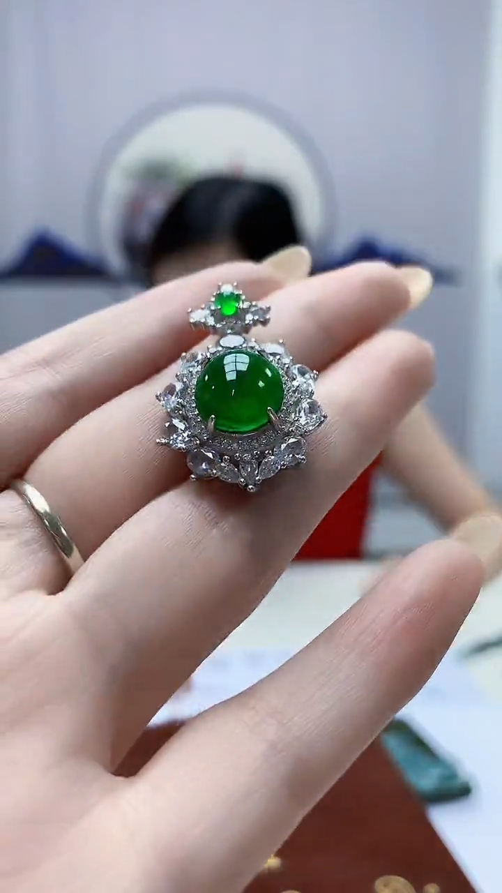 定制翡翠未镶嵌4852DD-毛货挂件59