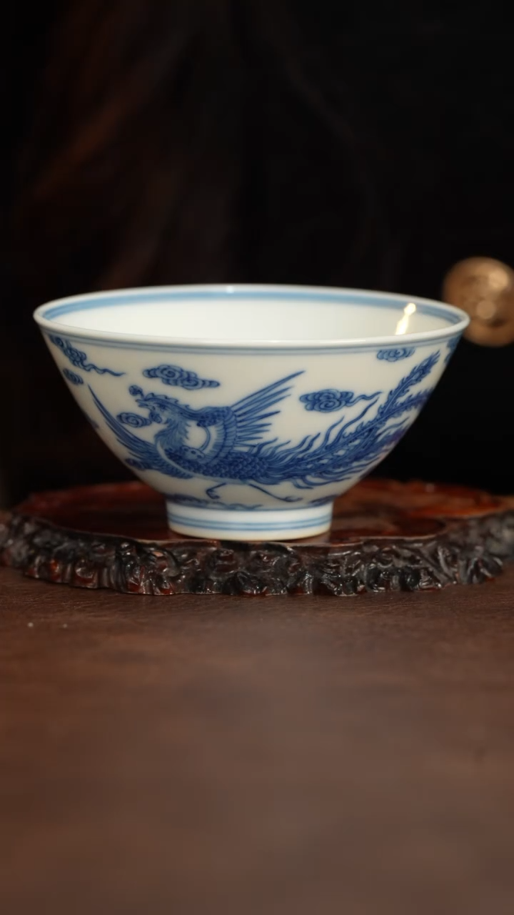 【闪购商品】博瑞堂青花双凤凰杯