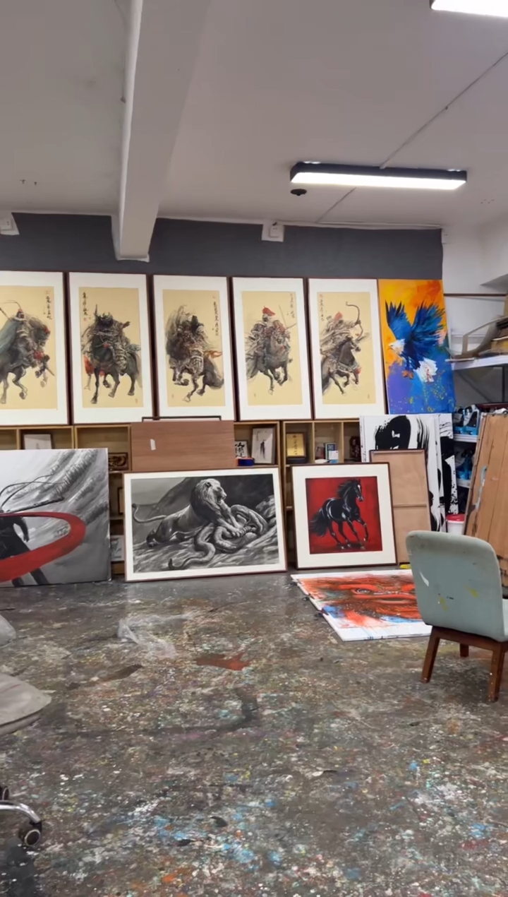 【闪购商品】丙烯画北北老师黑白虎加框