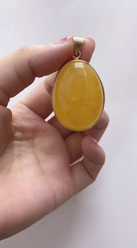 【闪购商品】琥珀裸石银S925镶嵌蜜蜡吊坠