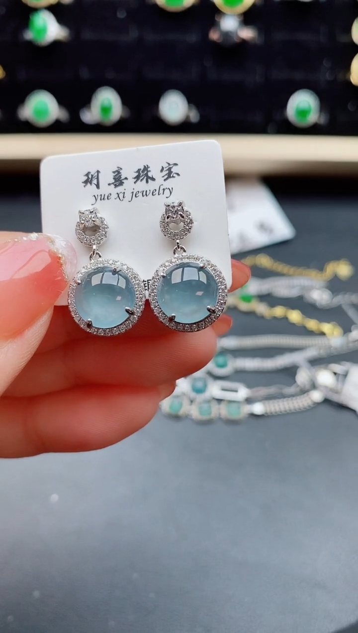 【闪购商品】翡翠耳饰银S925镶嵌05808050