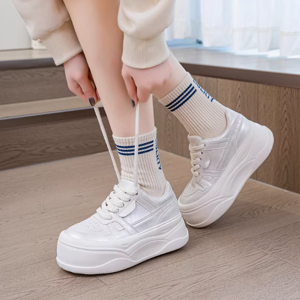 【格西潮鞋】欧货真皮厚底鞋女增高休闲小白鞋2025春季新款板鞋172