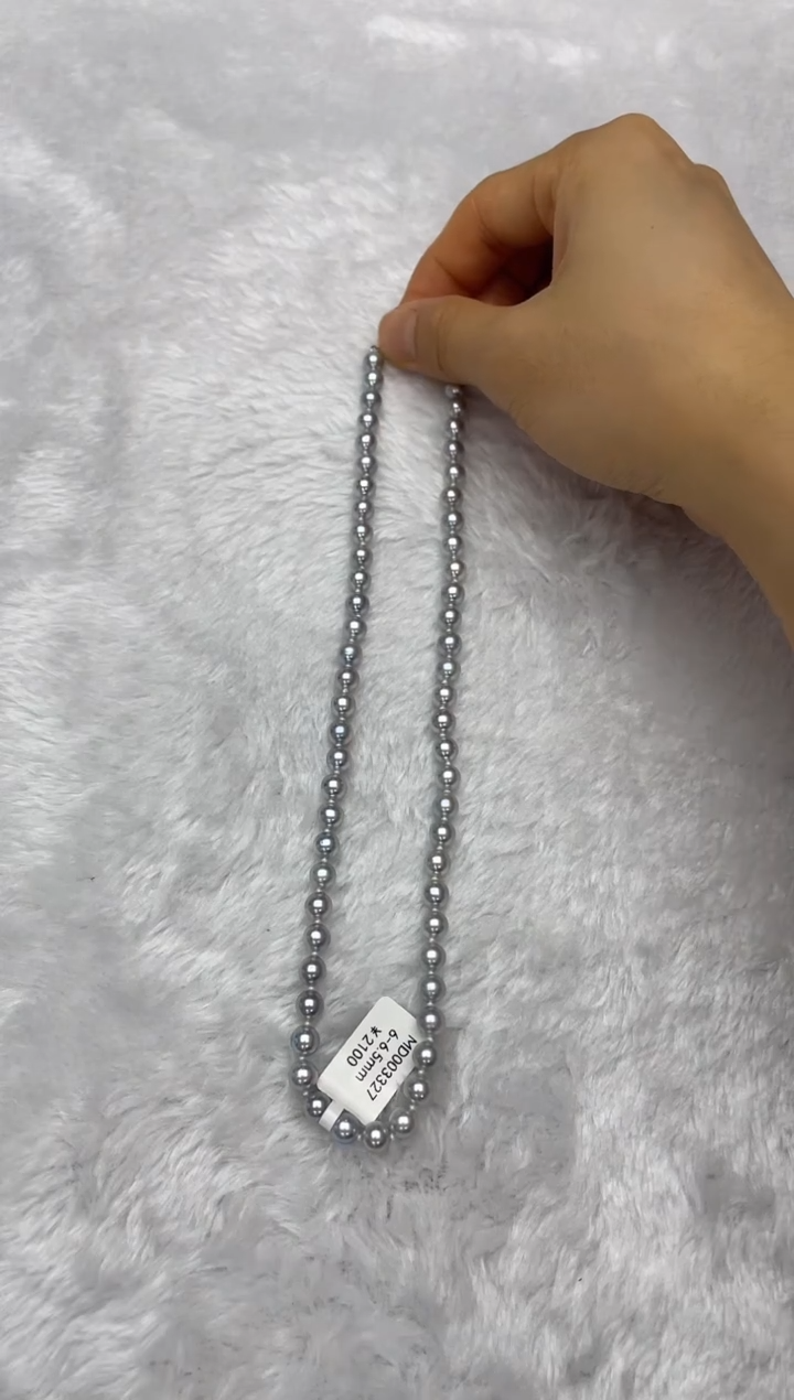 海水珍珠银S925镶嵌项链AK真多麻6-6.5mm