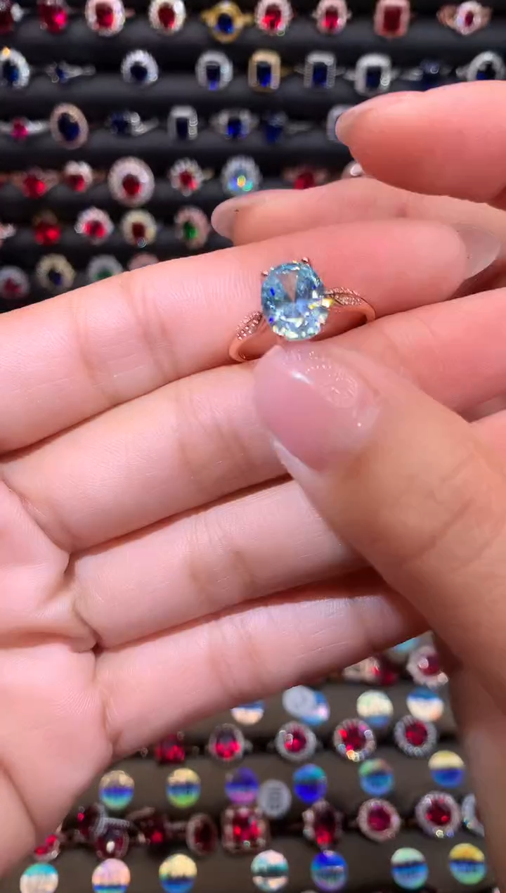 【闪购商品】海蓝宝石戒圈银S925镶嵌1