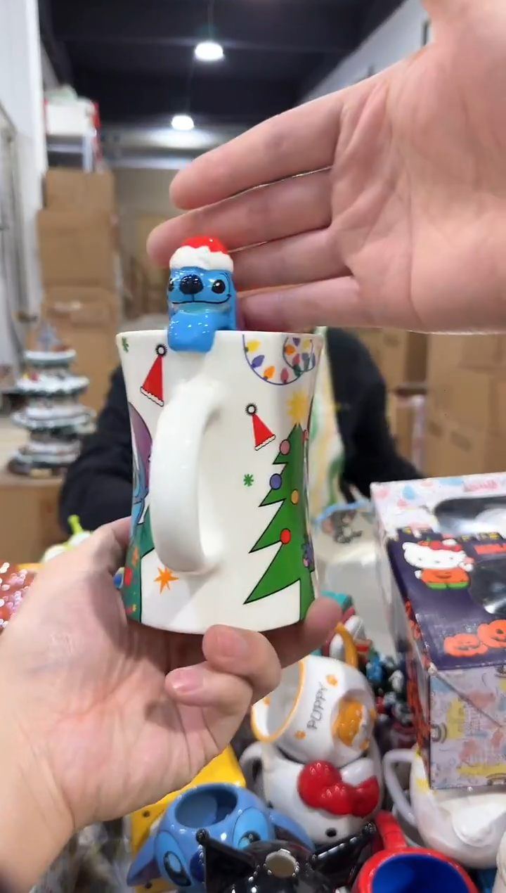 瓷片原盒圣诞史迪仔01款麋鹿水杯