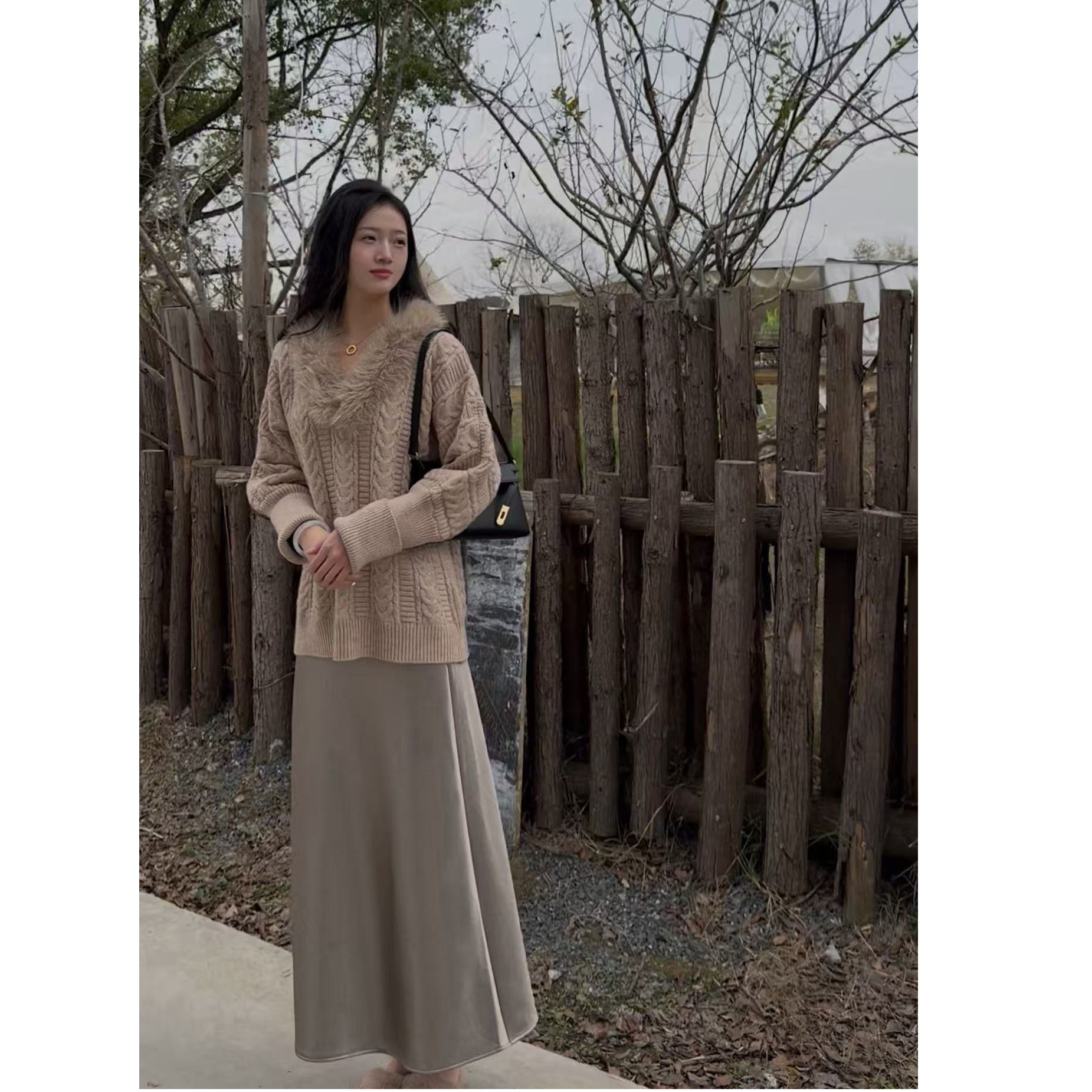 【韩系女主】套头开衫V领百搭款重工麻花织毛针织衫收腰气质显瘦