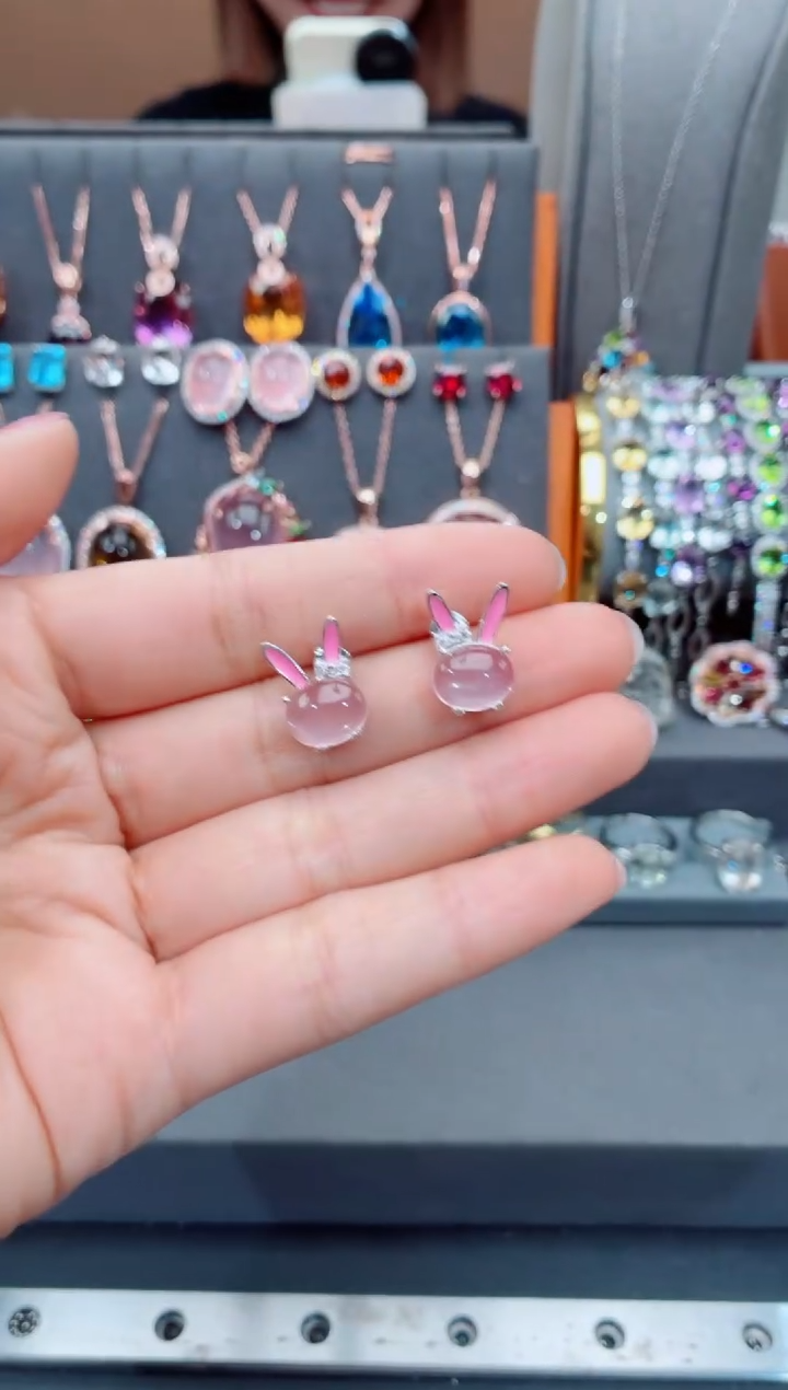 银S925镶嵌耳饰水晶水晶耳饰