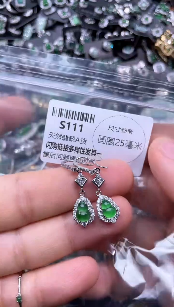 【闪购商品】翡翠未镶嵌颈饰S111耳钩