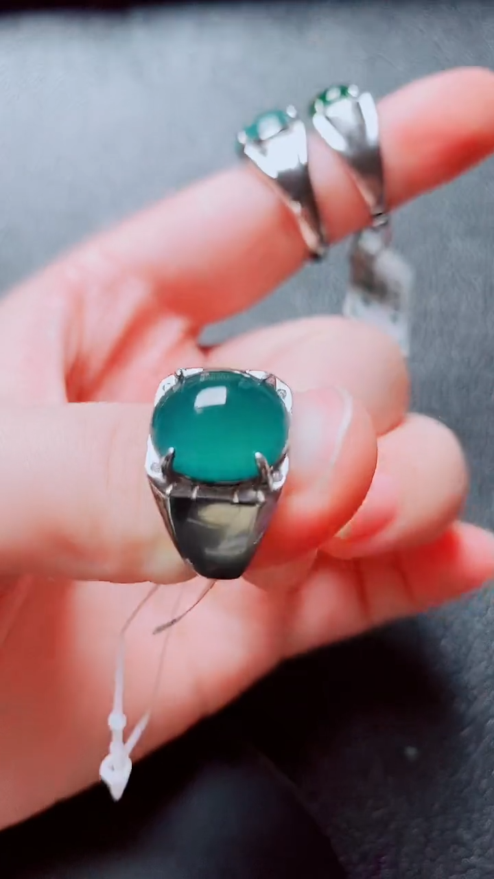 银S925镶嵌戒指翡翠1