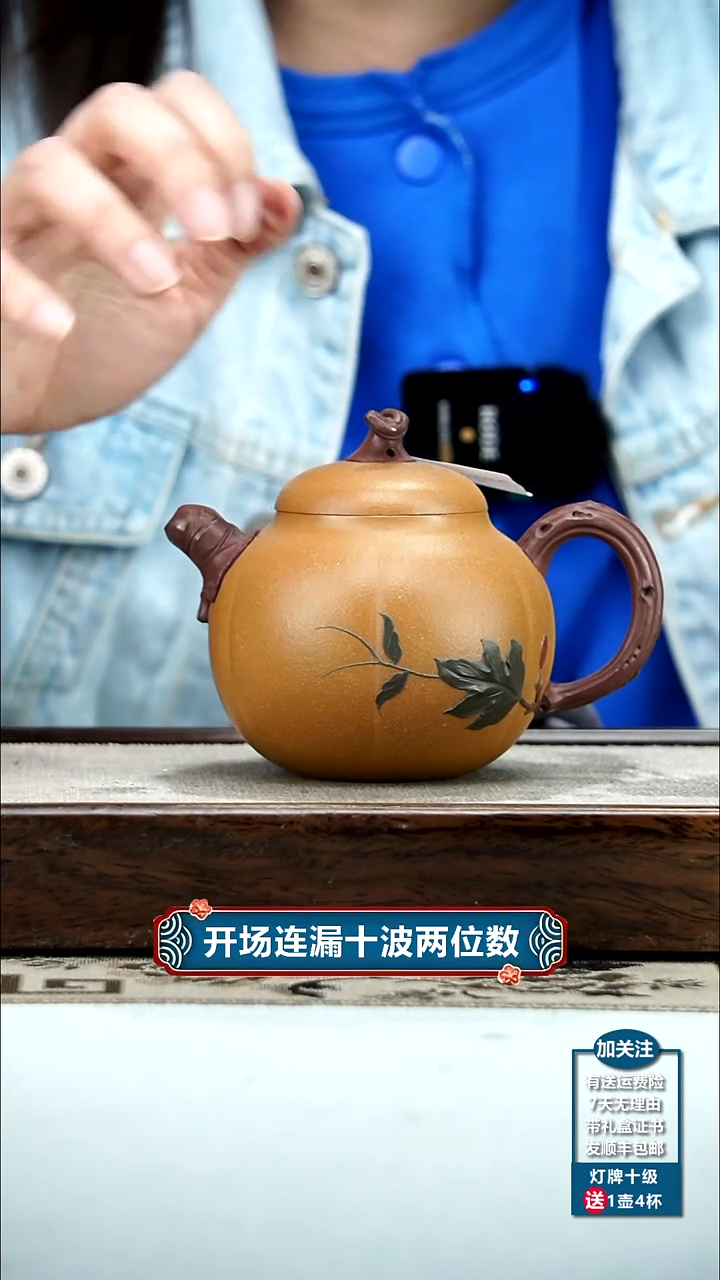 【闪购商品】紫砂茶壶蒋静明老段泥仿生茄瓜320CC