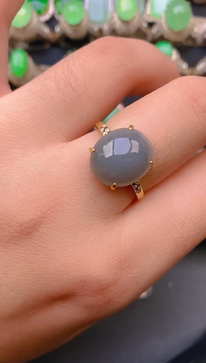 【闪购商品】翡翠戒指银S925镶嵌天然A货翡翠1